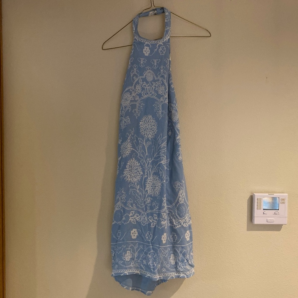 Urban Outfitters | Light Blue and White High Neck Shift Dress | Women's M
